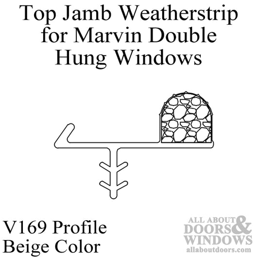 V169 Top Jamb Weatherstrip for Marvin Elevate Double Hung Windows - Beige, 79"