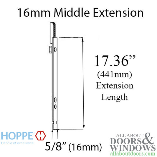 16mm Hoppe Manual Middle Extension, Shootbolt  17.36"