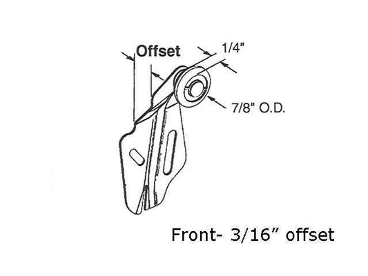 Closet Roller,7/8 wheel, 3/16 Inch Offset