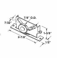 1 wheel, 7/8 dia., roller, Daryl Mirror by-pass door  - Pairs - DISCONTINUED - 1 wheel, 7/8 dia., roller, Daryl Mirror by-pass door  - Pairs - DISCONTINUED