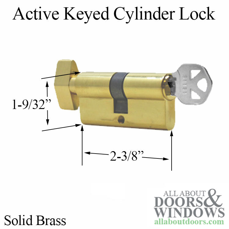 Active Keyed Cylinder Lock - Sliding Patio Door, Schlage - Solid Brass - Active Keyed Cylinder Lock - Sliding Patio Door, Schlage - Solid Brass