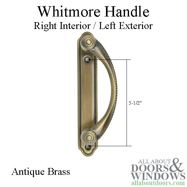 Andersen Whitmore Gliding Door Handle - Right Interior/Left Exterior - Antique Brass - Andersen Whitmore Gliding Door Handle - Right Interior/Left Exterior - Antique Brass