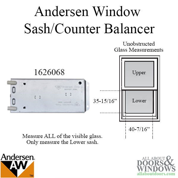 Andersen 200 Series Narroline Window Sash/Counter Balancer, Right Hand - R1433/27 - Andersen 200 Series Narroline Window Sash/Counter Balancer, Right Hand - R1433/27