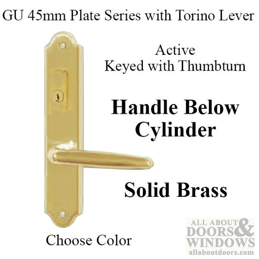 G-U Torino Handle & 45mm Plate, Active, Key & Thumbturn (Handle Below Cylinder) Choose Color