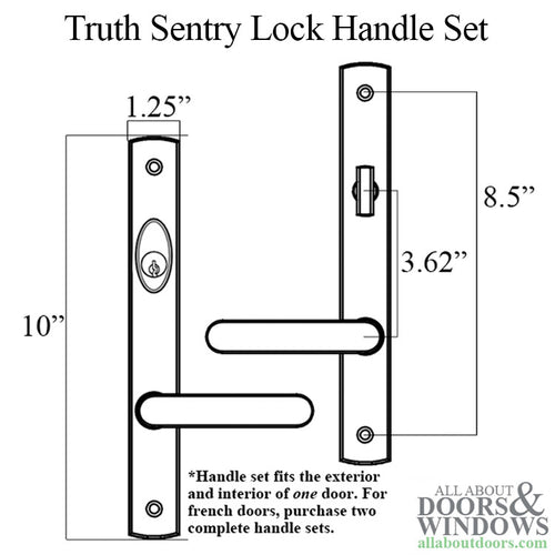 Truth Sentry Lock Handle Set, Solid Brass Contemporary,  Antique Brass - Truth Sentry Lock Handle Set, Solid Brass Contemporary,  Antique Brass