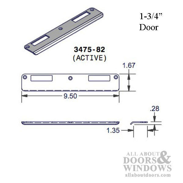 P3000 Active Latch and Deadbolt, Curved Lip Strike Plate - P3000 Active Latch and Deadbolt, Curved Lip Strike Plate