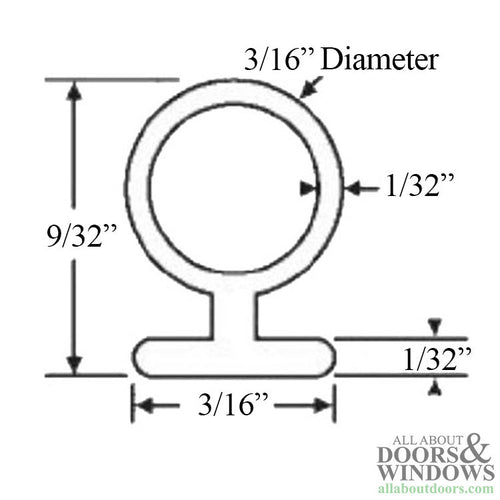 Weather-stripping T-Slot with Hollow Bulb .187 - Weather-stripping T-Slot with Hollow Bulb .187
