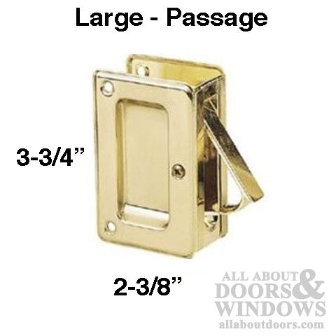 Pocket Door Pull, Passage 3-3/4 x 2-3/8 - Polished Brass - Pocket Door Pull, Passage 3-3/4 x 2-3/8 - Polished Brass