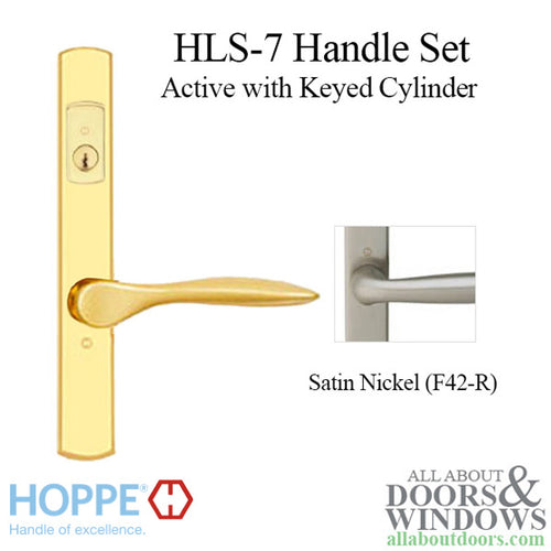 HOPPE HLS7 Handle Set with New Orleans Lever Keyed Active Satin Nickel - HOPPE HLS7 Handle Set with New Orleans Lever Keyed Active Satin Nickel