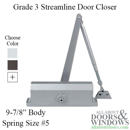 Grade 3 Streamline Commercial Door Closer with no Back-check, Spring size 5