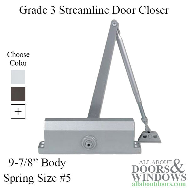 Grade 3 Streamline Commercial Door Closer with no Back-check, Spring size 5 - Grade 3 Streamline Commercial Door Closer with no Back-check, Spring size 5