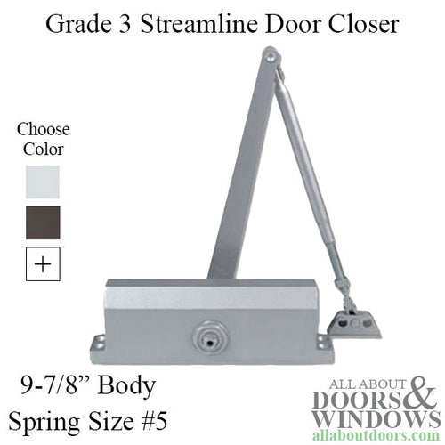 Grade 3 Streamline Commercial Door Closer with no Back-check, Spring size 5 - Grade 3 Streamline Commercial Door Closer with no Back-check, Spring size 5