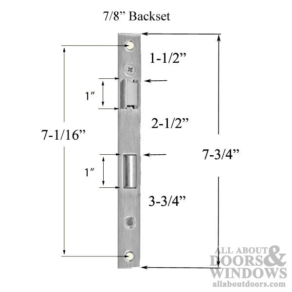 Storm Door Mortise Lock body, Pella, Larson, Wright, 7/8