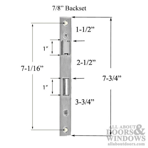 Storm Door Mortise Lock body, Pella, Larson, Wright, 7/8