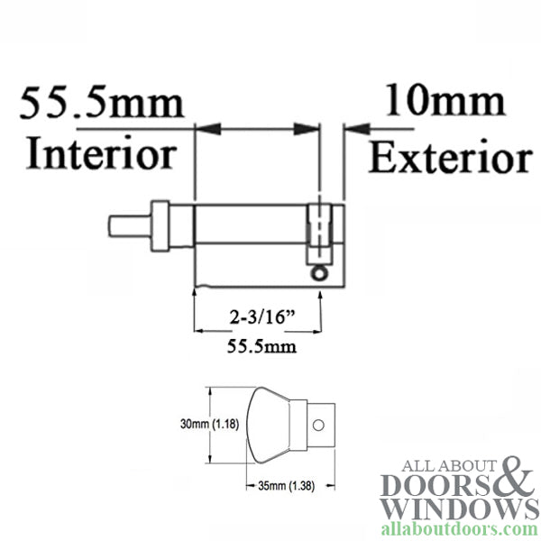 55.5/10 Hoppe Inactive 90° 1/2 Cylinder, Satin Nickel Body / Chrome V-Knob - 55.5/10 Hoppe Inactive 90° 1/2 Cylinder, Satin Nickel Body / Chrome V-Knob