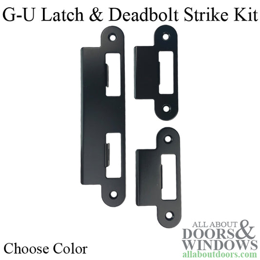 G-U Latch and Deadbolt Strike Plate Kit, Reversible, 2-1/4 Inch Door - Choose Color