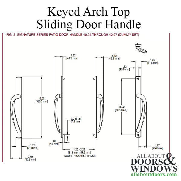 Amesbury Truth Signature Series Handle Set with Arch Top for Sliding Patio Doors - Amesbury Truth Signature Series Handle Set with Arch Top for Sliding Patio Doors
