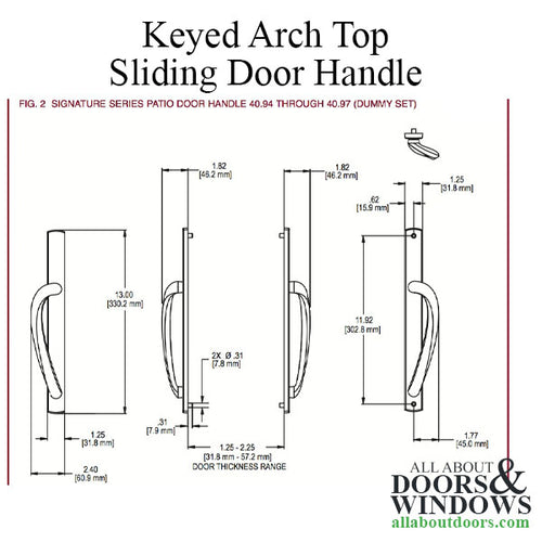 Amesbury Truth Signature Series Handle Set with Arch Top for Sliding Patio Doors - Amesbury Truth Signature Series Handle Set with Arch Top for Sliding Patio Doors