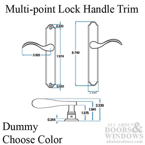 Multi-point Lock Handle Trim, 6109 Dummy  - Choose Color - Multi-point Lock Handle Trim, 6109 Dummy  - Choose Color