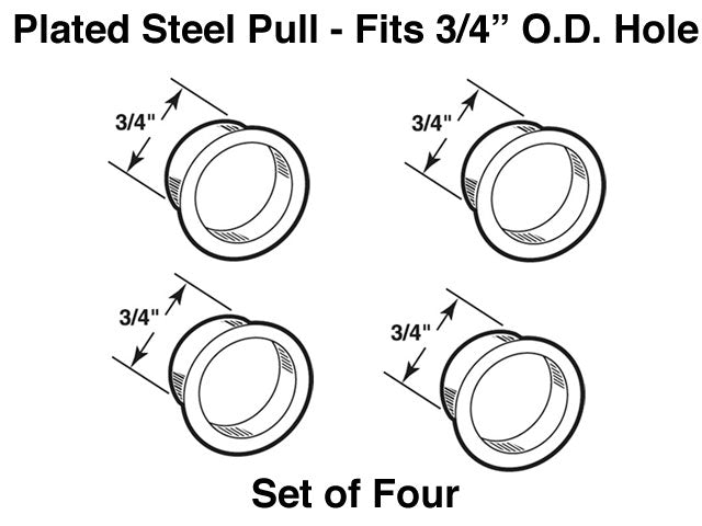 Finger Pull, 3/4 inch Steel, Nickel Plated - 4 Pack - Finger Pull, 3/4 inch Steel, Nickel Plated - 4 Pack