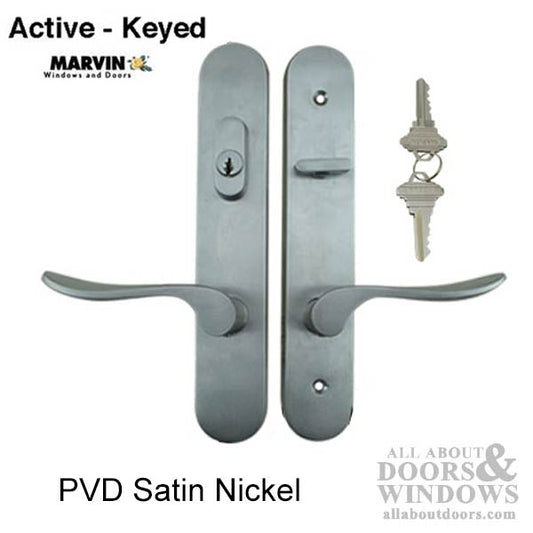 Marvin Active Keyed Handle Set Trimset with interior thumbturn - PVD Satin Nickel