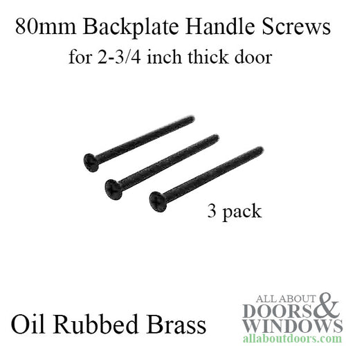 80mm Hoppe Handle Screws, 3 pack - For 2 2/3 Inch Doors - Oil Rubbed Brass - 80mm Hoppe Handle Screws, 3 pack - For 2 2/3 Inch Doors - Oil Rubbed Brass