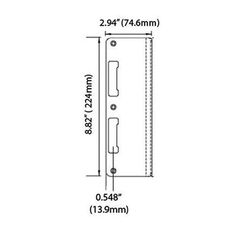 Latch & Deadbolt Strike Plate, 2.94 x 8.82  Extra Wide - Plated Polished Brass - Latch & Deadbolt Strike Plate, 2.94 x 8.82  Extra Wide - Plated Polished Brass