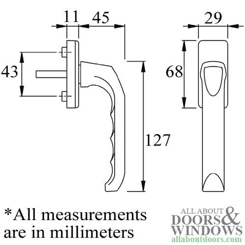 London Non-Locking Handle for Tilt & Turn Windows - Made of Aluminum - Bronze - London Non-Locking Handle for Tilt & Turn Windows - Made of Aluminum - Bronze