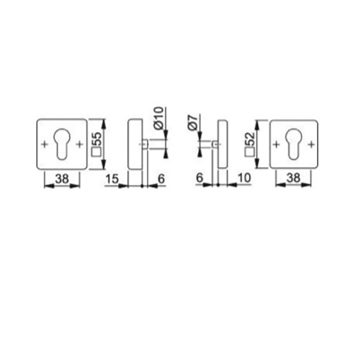 Hoppe Security Escutcheon, Square, Pair, Black - Hoppe Security Escutcheon, Square, Pair, Black