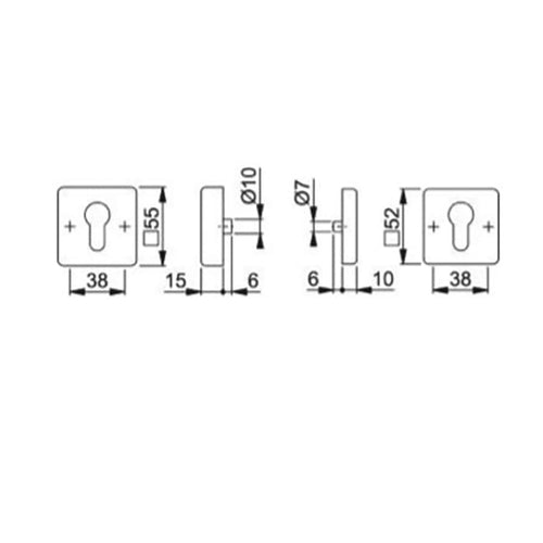 Hoppe Security Escutcheon, Square, Pair, Black - Hoppe Security Escutcheon, Square, Pair, Black