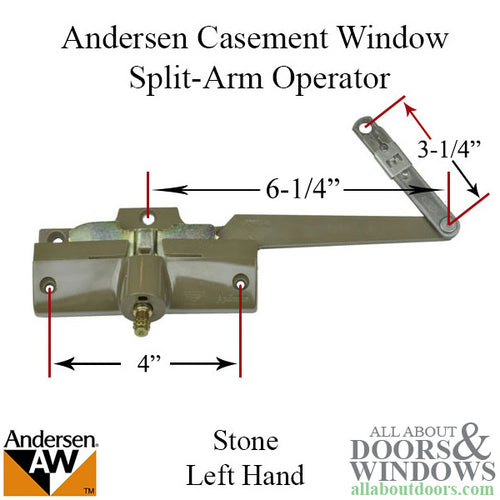 Andersen Casement Split Arm Operator with Bracket, Left Hand, Stone - Andersen Casement Split Arm Operator with Bracket, Left Hand, Stone