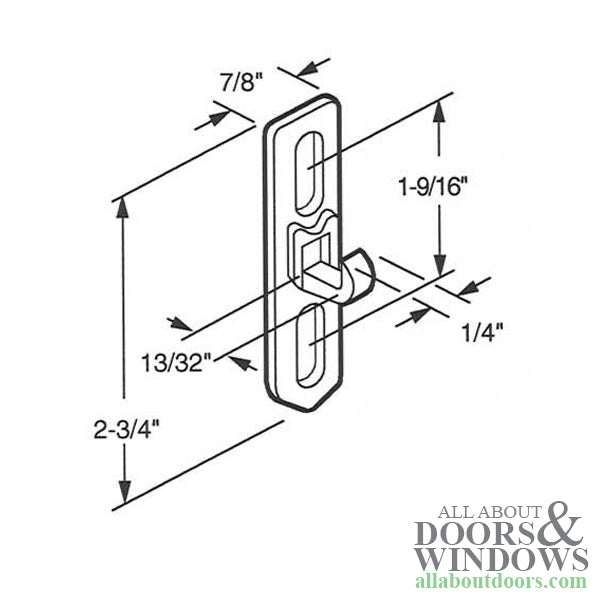 Diecast Keeper for Sliding Patio Door with Vertical Adjustment Slots - Diecast Keeper for Sliding Patio Door with Vertical Adjustment Slots