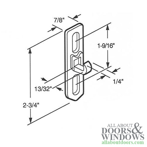 Diecast Keeper for Sliding Patio Door with Vertical Adjustment Slots - Diecast Keeper for Sliding Patio Door with Vertical Adjustment Slots