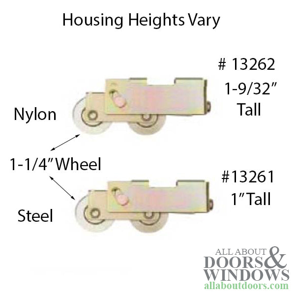 Sliding Patio Door Roller With Dual 1.25 Inch Nylon Wheel Open Top Housing - Sliding Patio Door Roller With Dual 1.25 Inch Nylon Wheel Open Top Housing
