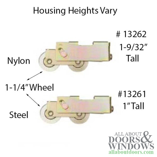 Sliding Patio Door Roller With Dual 1.25 Inch Nylon Wheel Open Top Housing - Sliding Patio Door Roller With Dual 1.25 Inch Nylon Wheel Open Top Housing