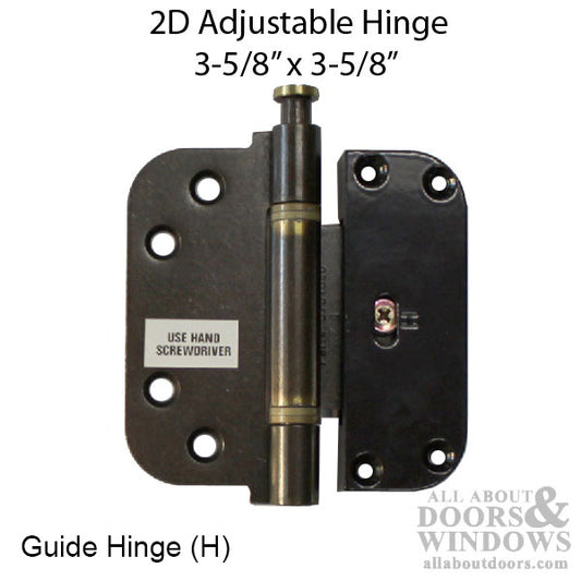 2D Adjustable Guide Hinge (H) 3-5/8 x 3-5/8, Inswing Doors -