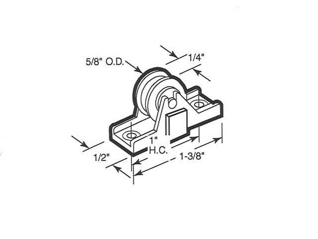 Roller Assembly (Grooved) - Sliding Windows, Brass / Nylon / Steel - Roller Assembly (Grooved) - Sliding Windows, Brass / Nylon / Steel