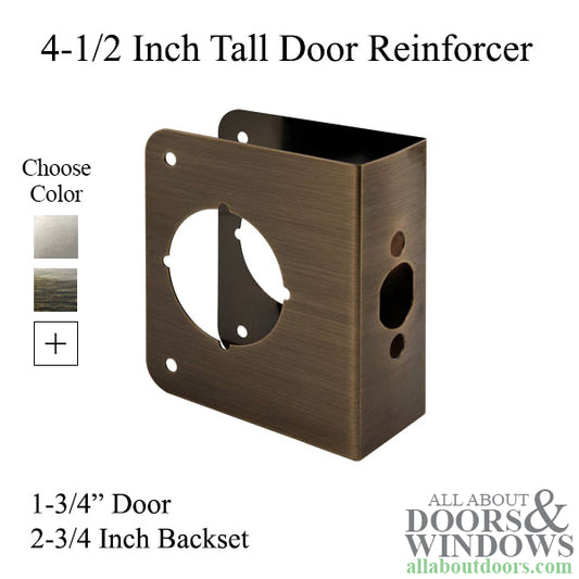 4-1/2 Inch Tall Door Reinforcer, 2-3/4 Inch Backset - Choose Color