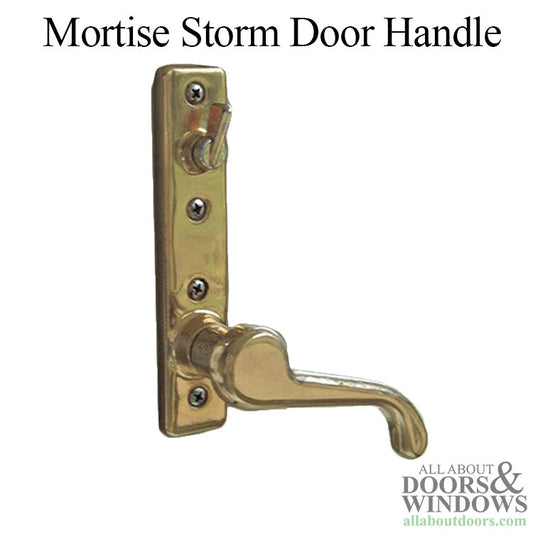 DISCONTINUED Mortise Storm Door Handle Hardware with 1-1/2 Inch Backset - Polished Brass