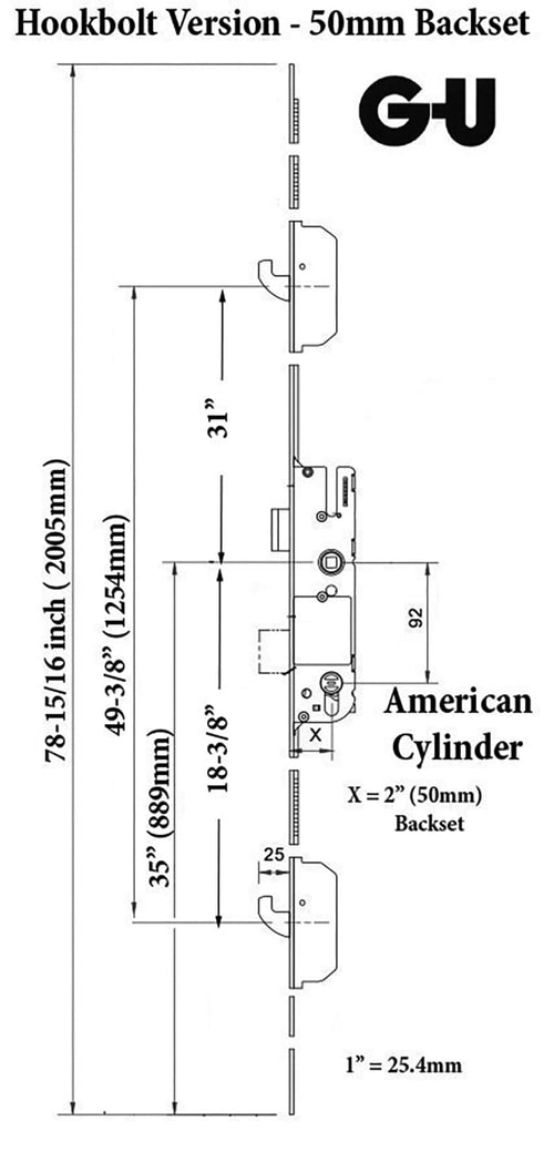 Rhino 50/92 Active 3-Point Hook Bolt , G-U / Ferco - Silver Ferguard - Rhino 50/92 Active 3-Point Hook Bolt , G-U / Ferco - Silver Ferguard