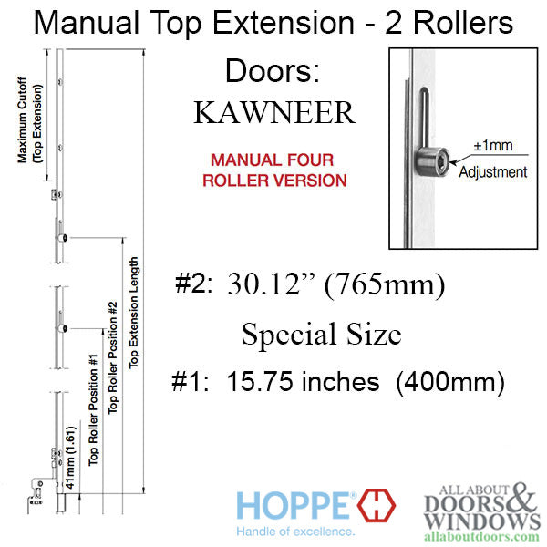 Middle Extension, 808mm, 2 Rollers at 400mm and 765mm - Middle Extension, 808mm, 2 Rollers at 400mm and 765mm