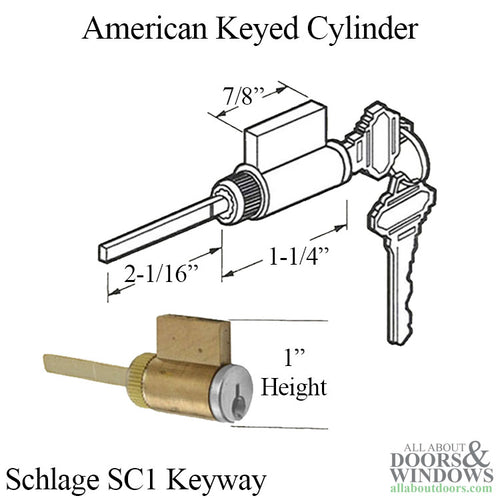 Marvin Key Cylinder For Hinged Doors 2.25 Inch Chrome Schlage C Keyed Cylinder - Marvin Key Cylinder For Hinged Doors 2.25 Inch Chrome Schlage C Keyed Cylinder