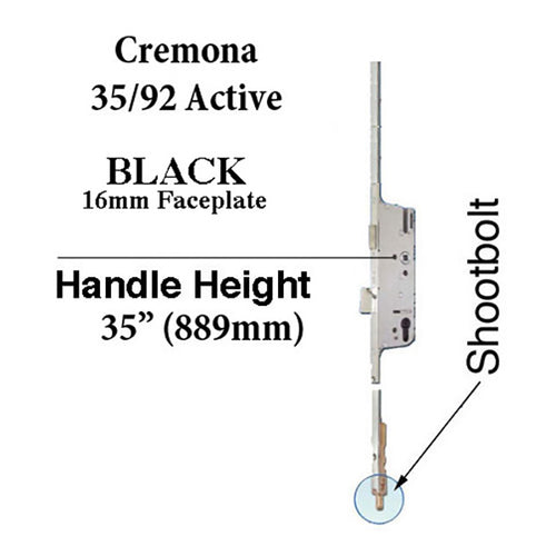 Cremona 35/92 Active Shootbolt, 3 Point lock - Black - Cremona 35/92 Active Shootbolt, 3 Point lock - Black