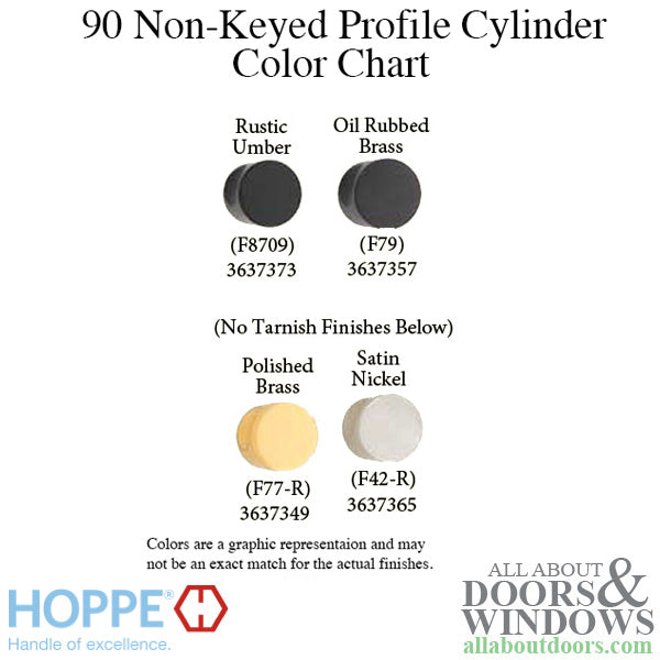 45.5/10 New Style HOPPE Non-Logo 90° Non-Keyed Profile Cylinder Lock, Brass, Choose Color - 45.5/10 New Style HOPPE Non-Logo 90° Non-Keyed Profile Cylinder Lock, Brass, Choose Color