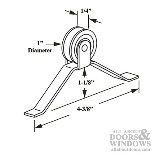 Center Mount Spring Tension Roller Assembly with 1 Inch Nylon Wheel for Sliding Screen Door - Center Mount Spring Tension Roller Assembly with 1 Inch Nylon Wheel for Sliding Screen Door