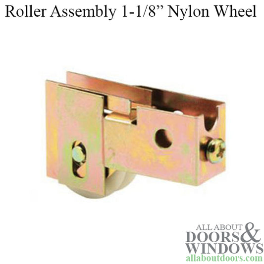 Sliding Patio Door Roller Assembly with U Tab Housing 1.125 Inch Nylon Ball Bearing Wheel Diameter