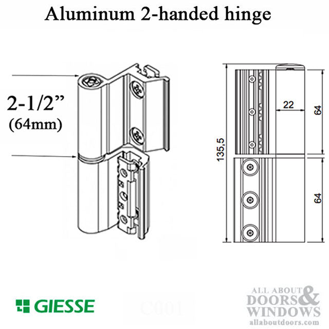 Giesse Celera Clamp Hinge for Aluminum terrace and Balcony Doors - Giesse Celera Clamp Hinge for Aluminum terrace and Balcony Doors