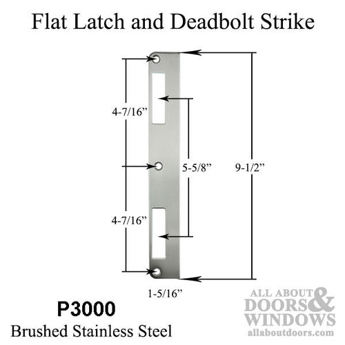 P3000 Active Latch and Deadbolt, Flat Strike Plate - P3000 Active Latch and Deadbolt, Flat Strike Plate