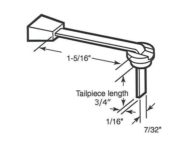 Latch Lever - Sliding Patio Door, 3/4 inch Tailpiece, Steel - Latch Lever - Sliding Patio Door, 3/4 inch Tailpiece, Steel