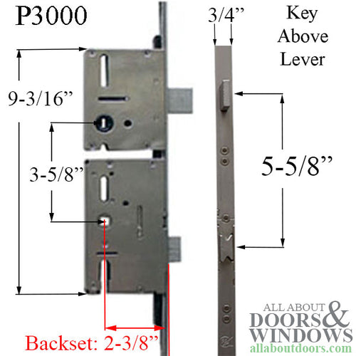 20mm P3000 Active Upper Assembly 60/92 3-point Rhino Hook for Doors 95